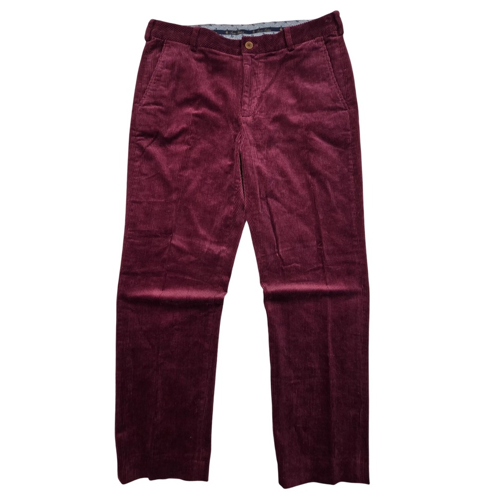 Brooks Brothers Milano Fit Corduroy Pants Burgundy Red Mens 34x29 *Hemmed